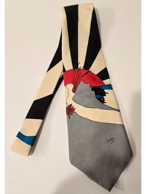 Peter Max Vintage 1990 Pop Art Deco Silk Necktie Tie Abstract Artsy